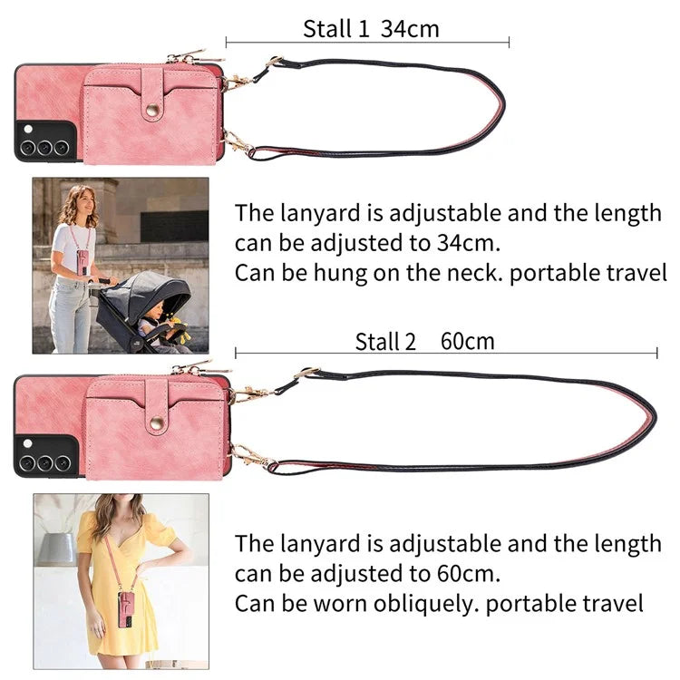 D3 For Samsung Galaxy S22 5G Case Zipper Wallet Retro Leather+TPU+PC Crossbody Phone Cover