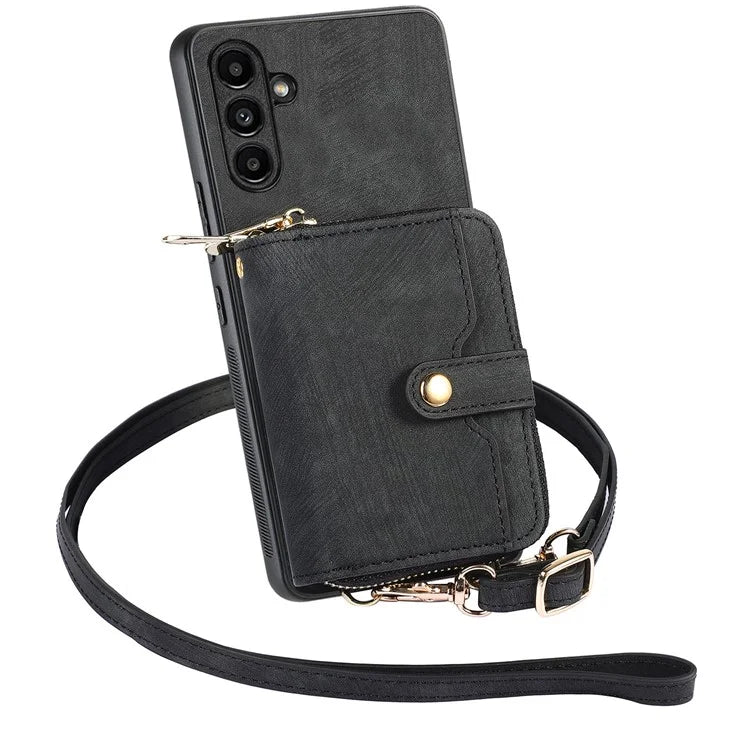 D3 For Samsung Galaxy S23 FE Shoulder Purse Phone Case PU Leather+PC+TPU Phone Cover with Kickstand