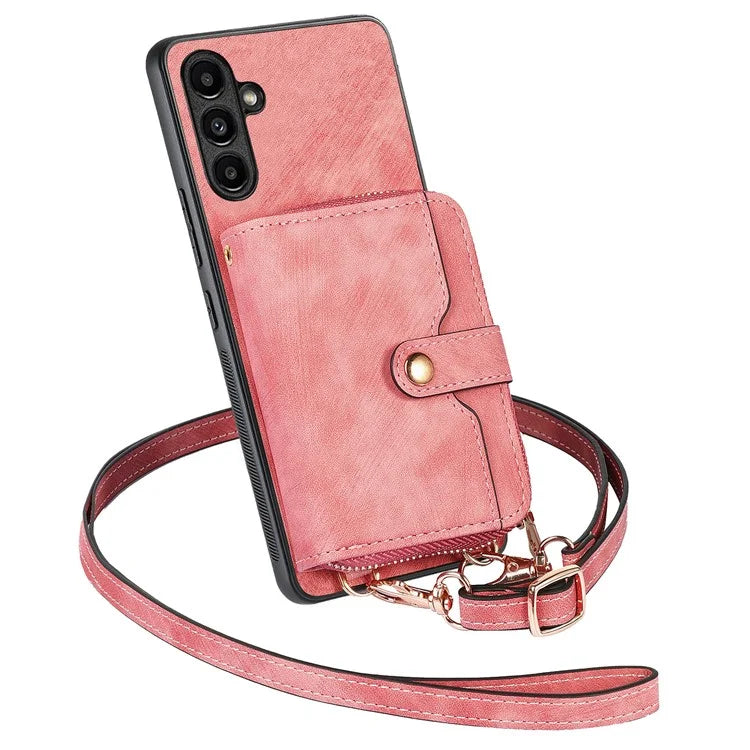 D3 For Samsung Galaxy S23 FE Shoulder Purse Phone Case PU Leather+PC+TPU Phone Cover with Kickstand