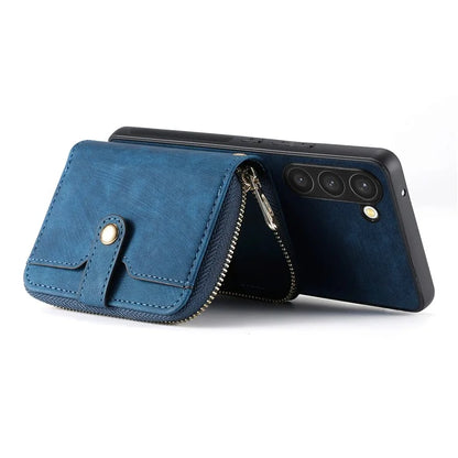 D3 For Samsung Galaxy S23+ Cell Phone Case Zipper Pocket Kickstand Cover with Long Strap