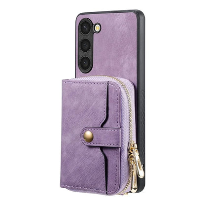 D3 For Samsung Galaxy S23+ Cell Phone Case Zipper Pocket Kickstand Cover with Long Strap