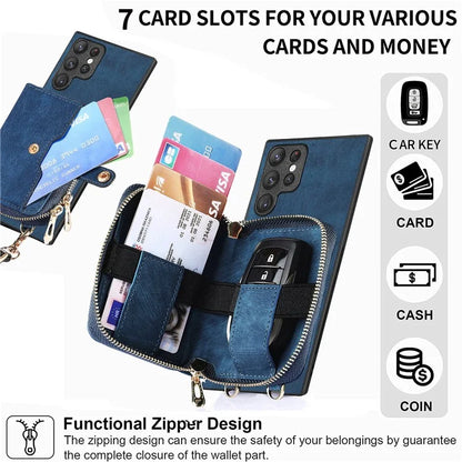 D3 Retro Phone Shell for Samsung Galaxy S23 Ultra PU Leather+PC+TPU Phone Case Zipper Wallet