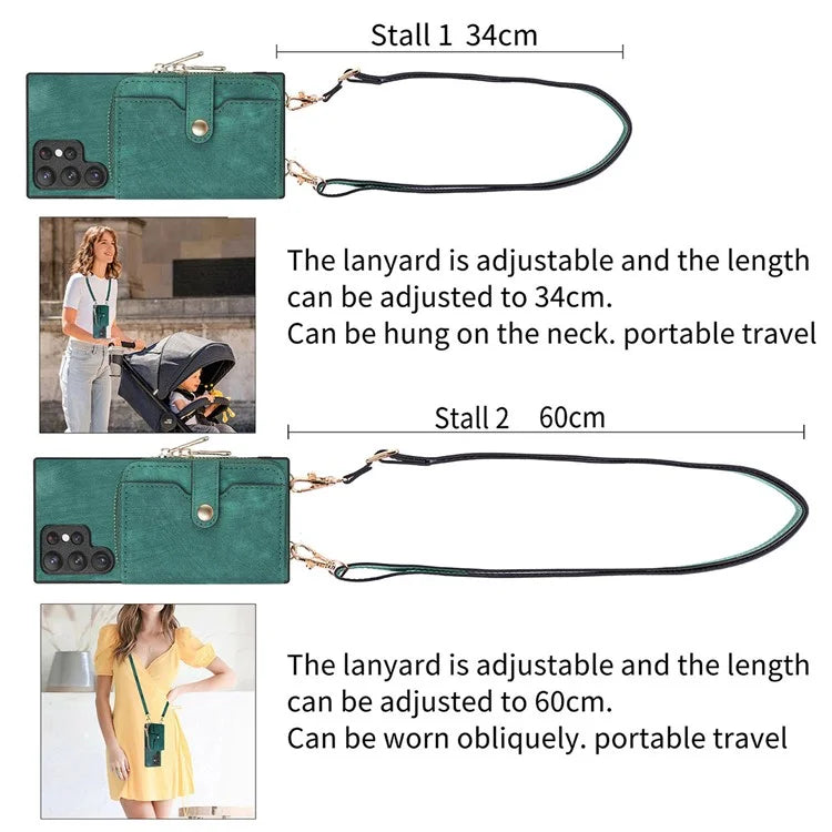 D3 Retro Phone Shell for Samsung Galaxy S23 Ultra PU Leather+PC+TPU Phone Case Zipper Wallet