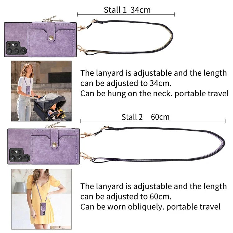 D3 Retro Phone Shell for Samsung Galaxy S23 Ultra PU Leather+PC+TPU Phone Case Zipper Wallet