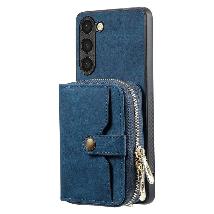D3 for Samsung Galaxy S23 Zipper Pocket Case Drop Proof Leather+TPU+PC Crossbody Phone Cover