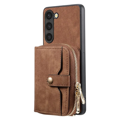 D3 for Samsung Galaxy S23 Zipper Pocket Case Drop Proof Leather+TPU+PC Crossbody Phone Cover