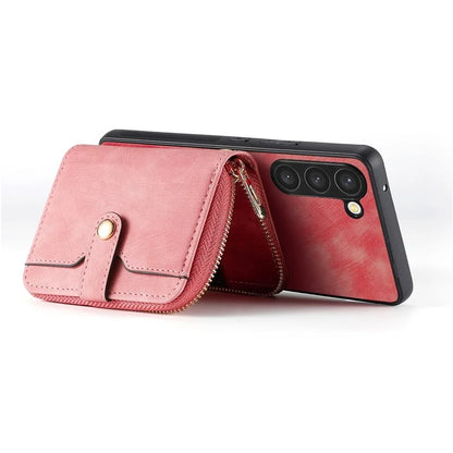 D3 for Samsung Galaxy S23 Zipper Pocket Case Drop Proof Leather+TPU+PC Crossbody Phone Cover