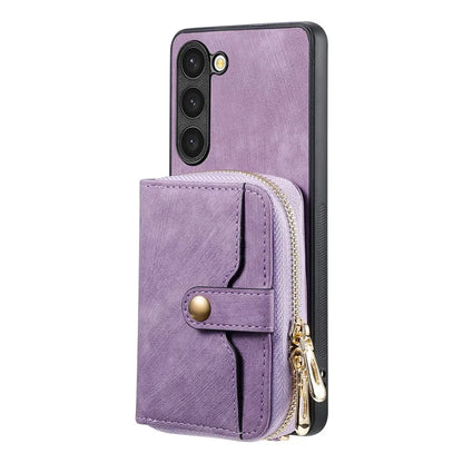 D3 for Samsung Galaxy S23 Zipper Pocket Case Drop Proof Leather+TPU+PC Crossbody Phone Cover