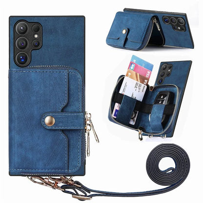 D3 For Samsung Galaxy S24 Ultra Cell Phone Case Card Holder Zipper Wallet Leather+TPU+PC Cover