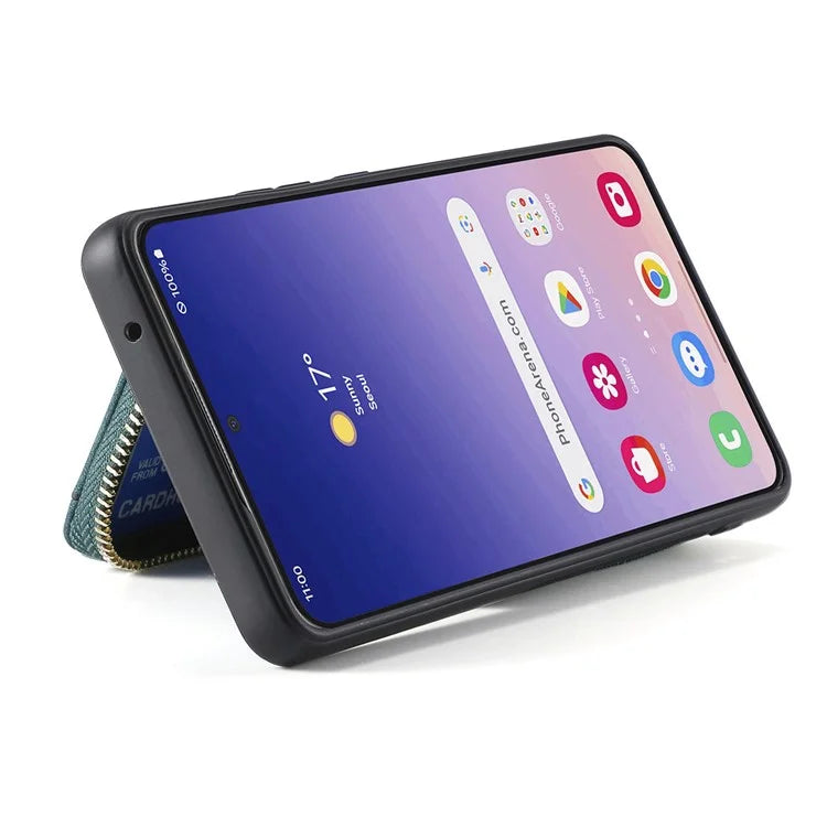 D3 Zipper Pocket Wallet Shell for Samsung Galaxy S24+ PU Leather+PC+TPU Phone Case Retro Cover
