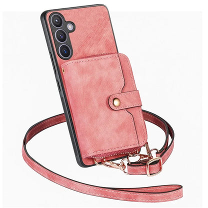 D3 Zipper Pocket Wallet Shell for Samsung Galaxy S24+ PU Leather+PC+TPU Phone Case Retro Cover