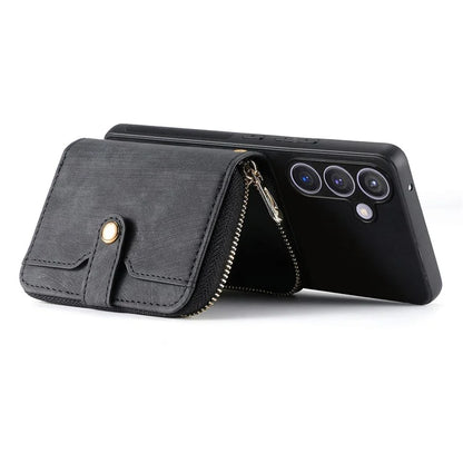 D3 for Samsung Galaxy S24 Zipper Pocket Case Anti-scratch Leather+TPU+PC Crossbody Phone Cover