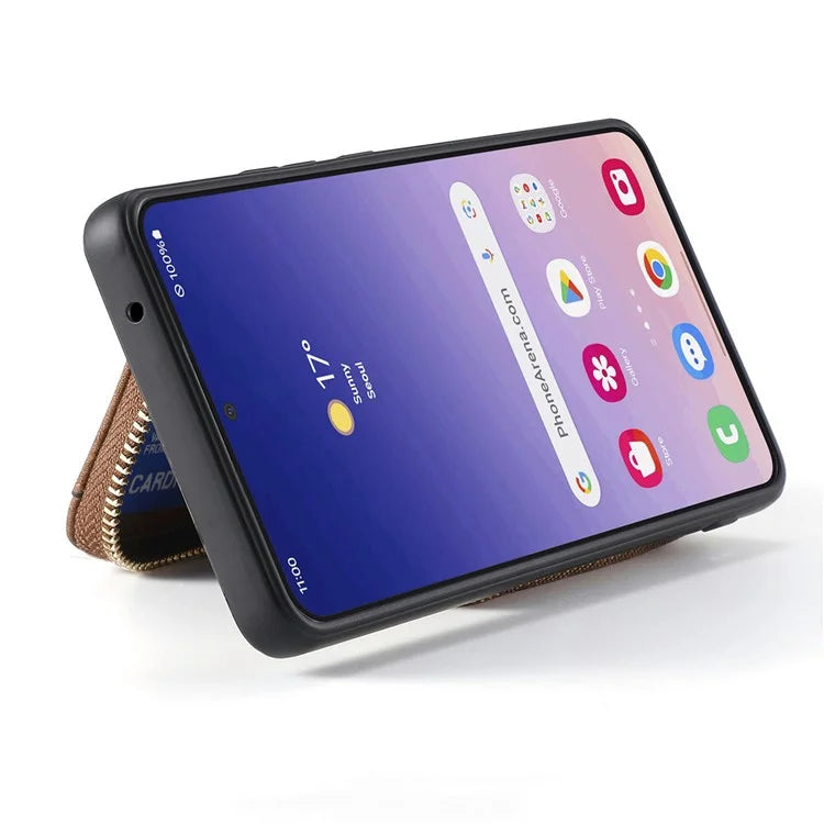 D3 for Samsung Galaxy S24 Zipper Pocket Case Anti-scratch Leather+TPU+PC Crossbody Phone Cover