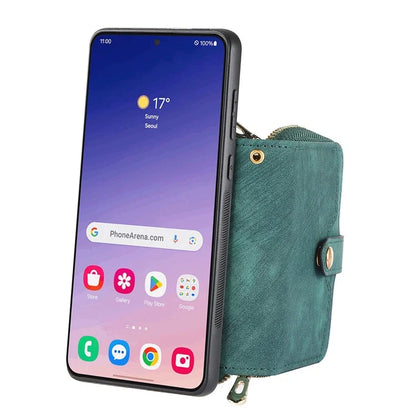 D3 for Samsung Galaxy S24 Zipper Pocket Case Anti-scratch Leather+TPU+PC Crossbody Phone Cover