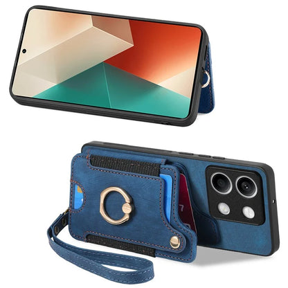 D4 For Xiaomi Redmi Note 13 4G Vintage Phone Case Card Slots Kickstand Cover RFID Blocking
