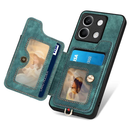 D4 For Xiaomi Redmi Note 13 4G Vintage Phone Case Card Slots Kickstand Cover RFID Blocking