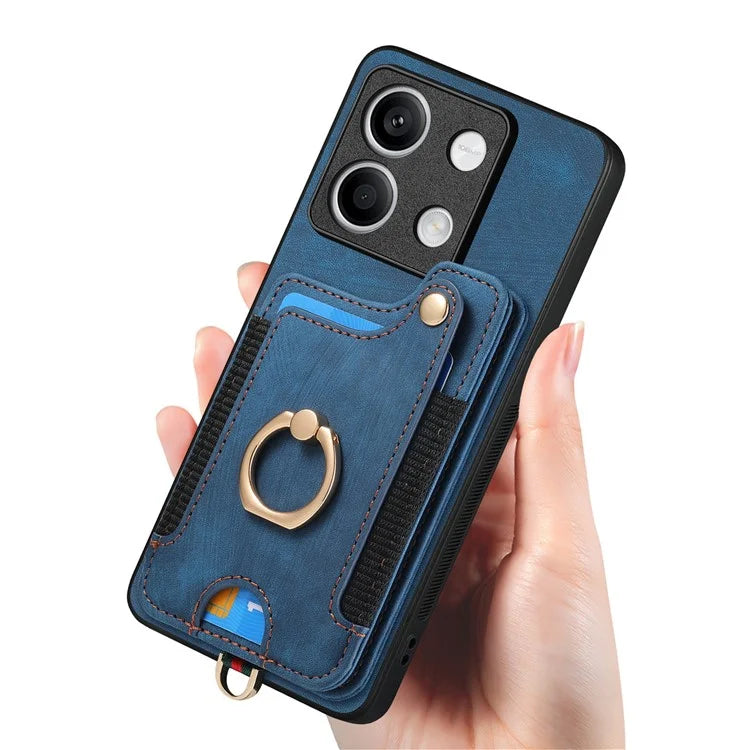 D4 For Xiaomi Redmi Note 13 5G Cell Phone Case Card Slots Vintage Cover RFID Blocking