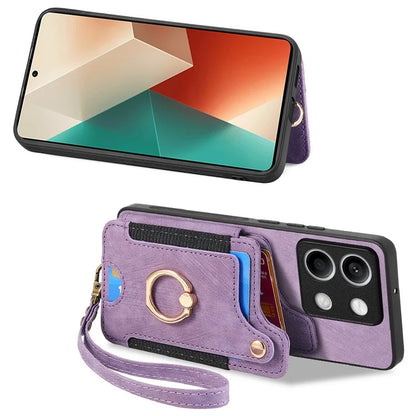 D4 For Xiaomi Redmi Note 13 5G Cell Phone Case Card Slots Vintage Cover RFID Blocking