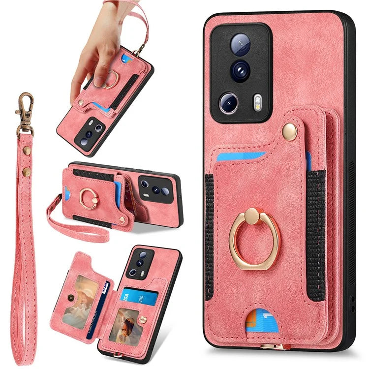 D4 For Xiaomi 13 Lite / Civi 2 5G Phone Case Vintage Card Slots Kickstand RFID Blocking Cover