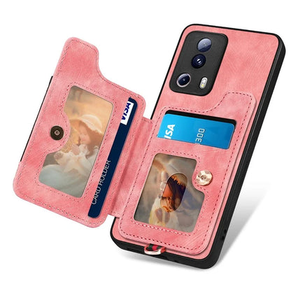 D4 For Xiaomi 13 Lite / Civi 2 5G Phone Case Vintage Card Slots Kickstand RFID Blocking Cover