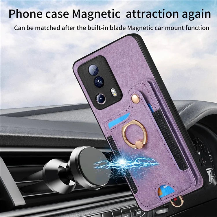 D4 For Xiaomi 13 Lite / Civi 2 5G Phone Case Vintage Card Slots Kickstand RFID Blocking Cover
