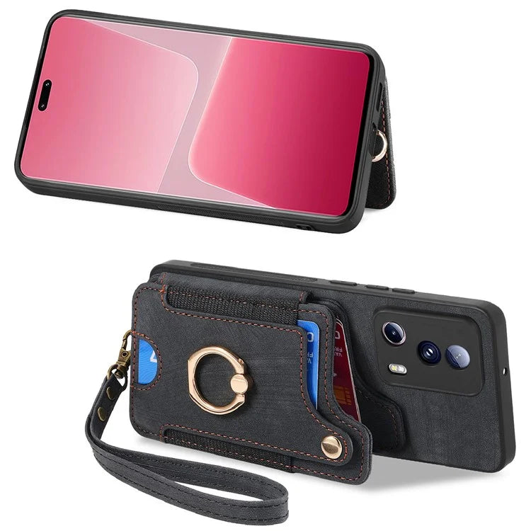 D4 For Xiaomi 13 Lite / Civi 2 5G Phone Case Vintage Card Slots Kickstand RFID Blocking Cover