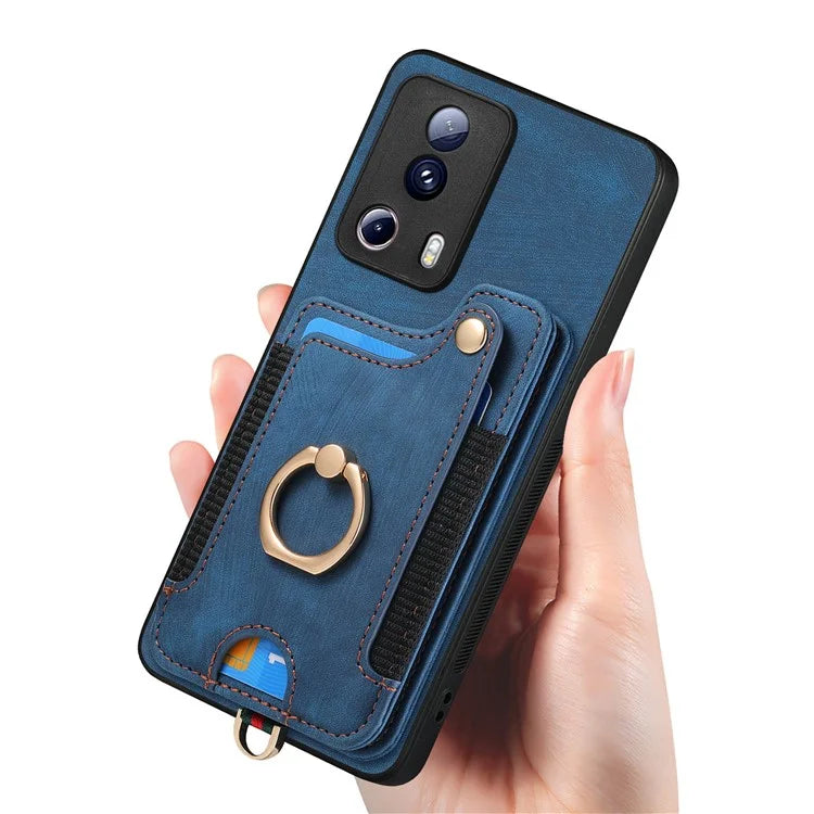 D4 For Xiaomi 13 Lite / Civi 2 5G Phone Case Vintage Card Slots Kickstand RFID Blocking Cover