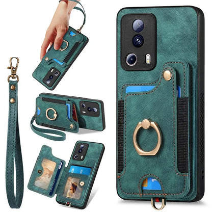 D4 For Xiaomi 13 Lite / Civi 2 5G Phone Case Vintage Card Slots Kickstand RFID Blocking Cover