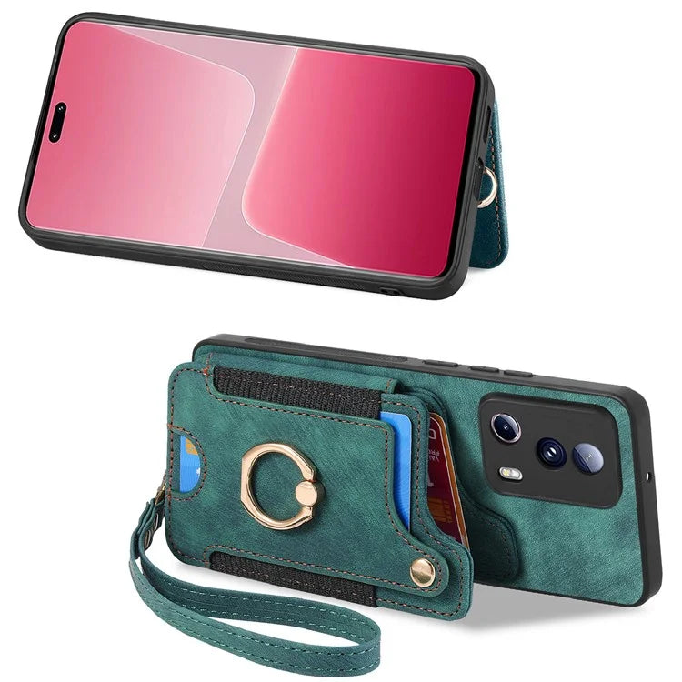 D4 For Xiaomi 13 Lite / Civi 2 5G Phone Case Vintage Card Slots Kickstand RFID Blocking Cover