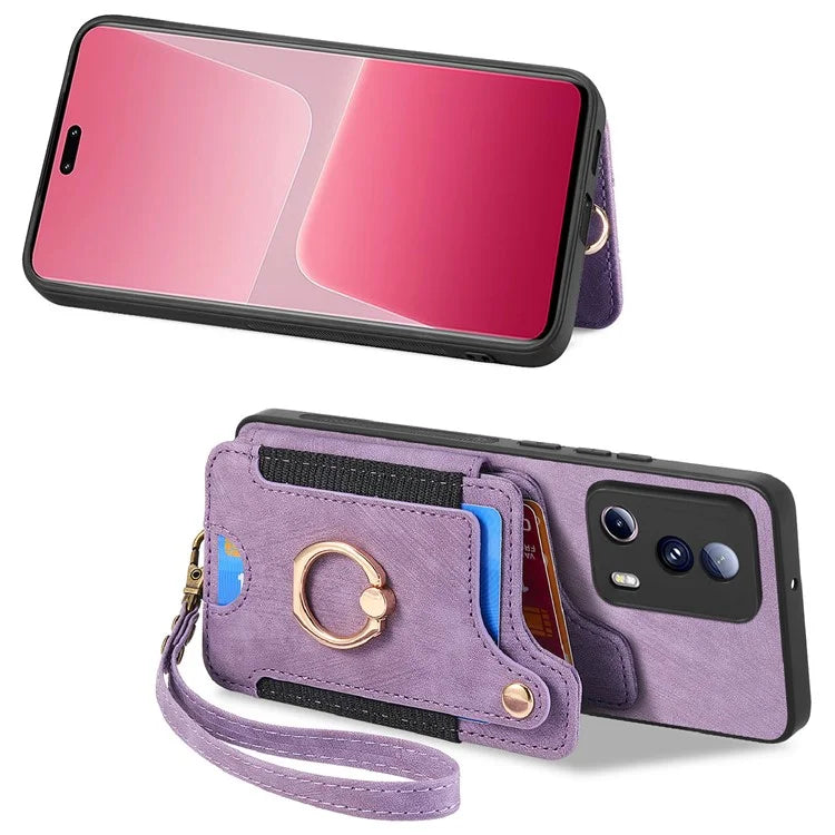 D4 For Xiaomi 13 Lite / Civi 2 5G Phone Case Vintage Card Slots Kickstand RFID Blocking Cover