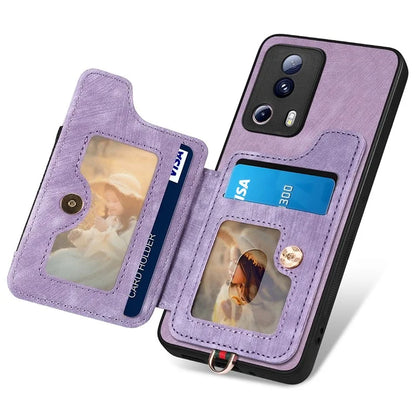 D4 For Xiaomi 13 Lite / Civi 2 5G Phone Case Vintage Card Slots Kickstand RFID Blocking Cover