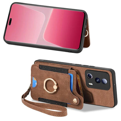 D4 For Xiaomi 13 Lite / Civi 2 5G Phone Case Vintage Card Slots Kickstand RFID Blocking Cover
