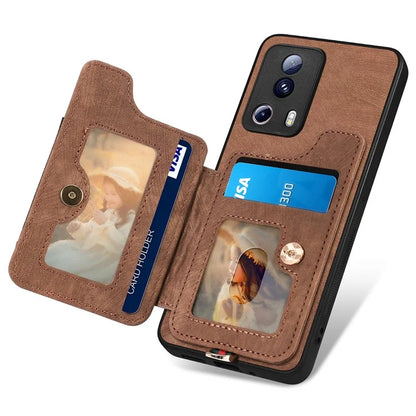 D4 For Xiaomi 13 Lite / Civi 2 5G Phone Case Vintage Card Slots Kickstand RFID Blocking Cover