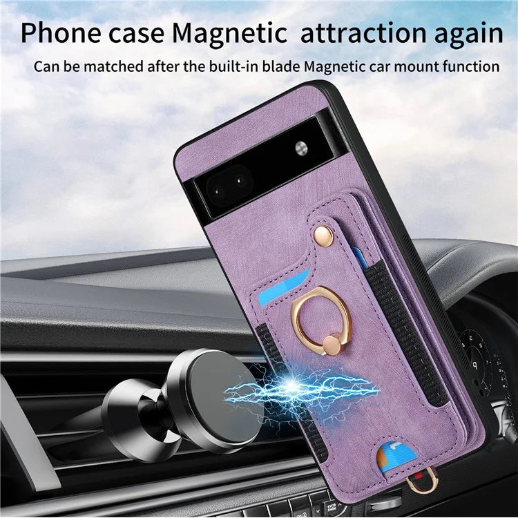 D4 For Google Pixel 8 Pro RFID Blocking Phone Case Retro Card Slots Kickstand Cover