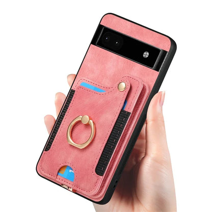 D4 For Google Pixel 8 Pro RFID Blocking Phone Case Retro Card Slots Kickstand Cover