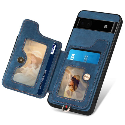D4 For Google Pixel 8 Pro RFID Blocking Phone Case Retro Card Slots Kickstand Cover
