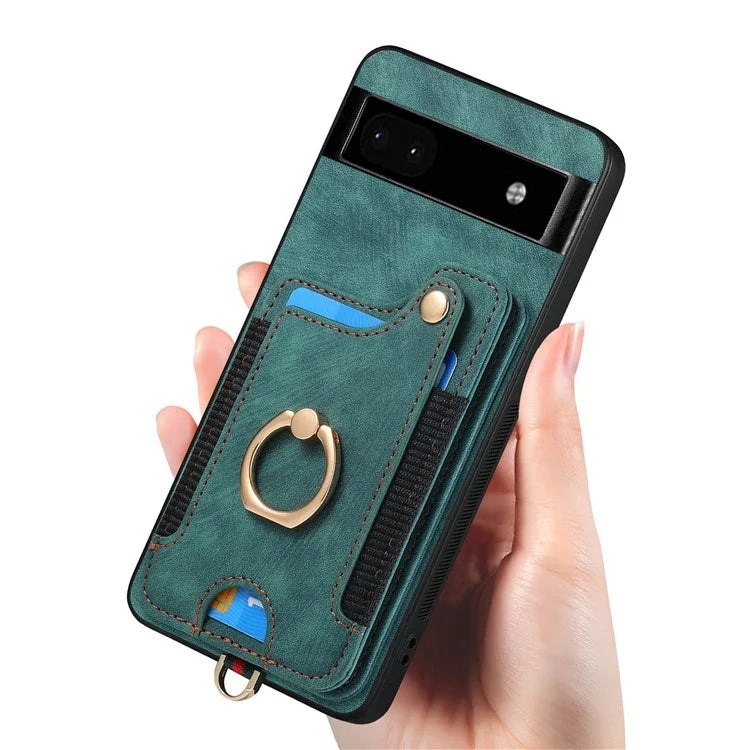 D4 For Google Pixel 8 Pro RFID Blocking Phone Case Retro Card Slots Kickstand Cover