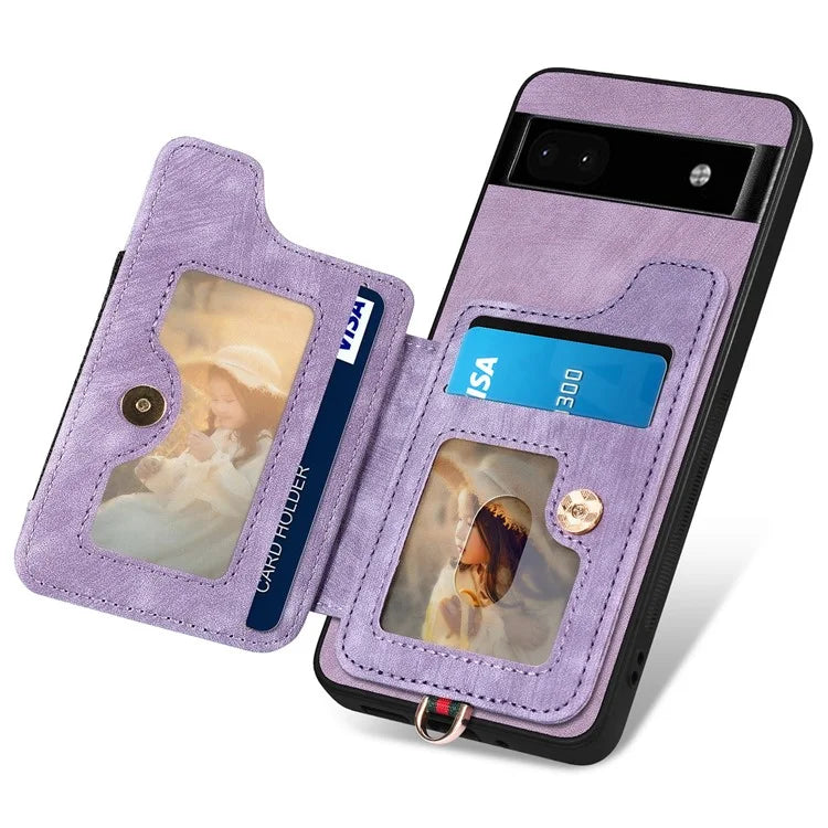 D4 For Google Pixel 8 Pro RFID Blocking Phone Case Retro Card Slots Kickstand Cover