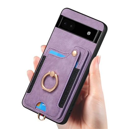 D4 For Google Pixel 8 Pro RFID Blocking Phone Case Retro Card Slots Kickstand Cover