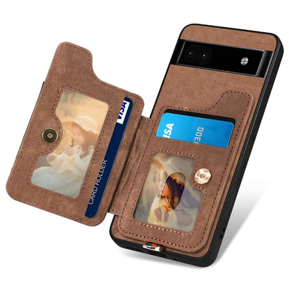 D4 For Google Pixel 8 Pro RFID Blocking Phone Case Retro Card Slots Kickstand Cover