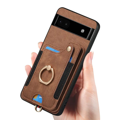 D4 For Google Pixel 8 Pro RFID Blocking Phone Case Retro Card Slots Kickstand Cover