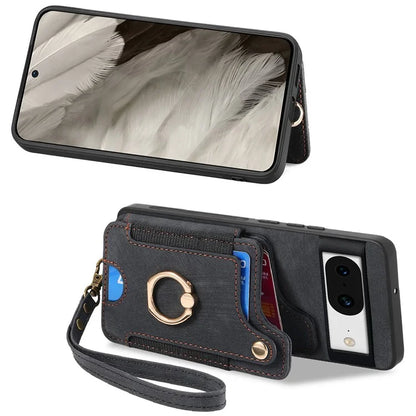D4 For Google Pixel 8 Cell Phone Case Leather+TPU Back Cover with RFID Blocking Card Holder