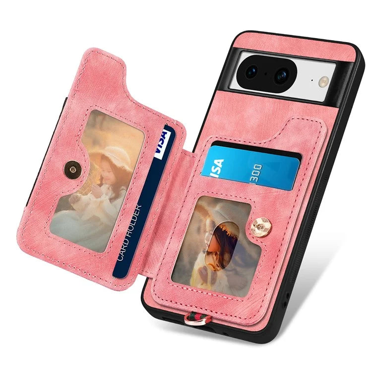 D4 For Google Pixel 8 Cell Phone Case Leather+TPU Back Cover with RFID Blocking Card Holder