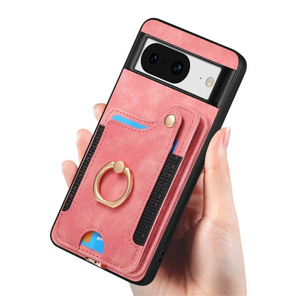 D4 For Google Pixel 8 Cell Phone Case Leather+TPU Back Cover with RFID Blocking Card Holder