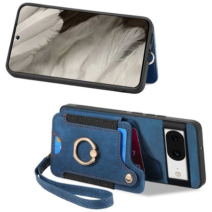 D4 For Google Pixel 8 Cell Phone Case Leather+TPU Back Cover with RFID Blocking Card Holder