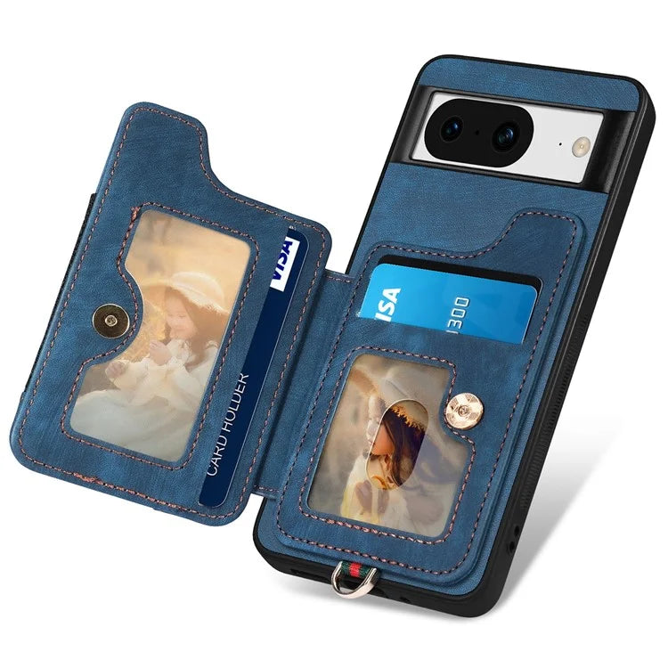 D4 For Google Pixel 8 Cell Phone Case Leather+TPU Back Cover with RFID Blocking Card Holder