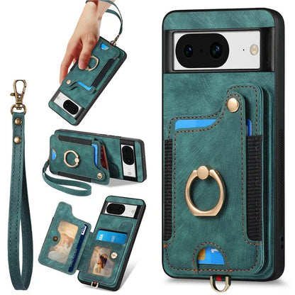 D4 For Google Pixel 8 Cell Phone Case Leather+TPU Back Cover with RFID Blocking Card Holder