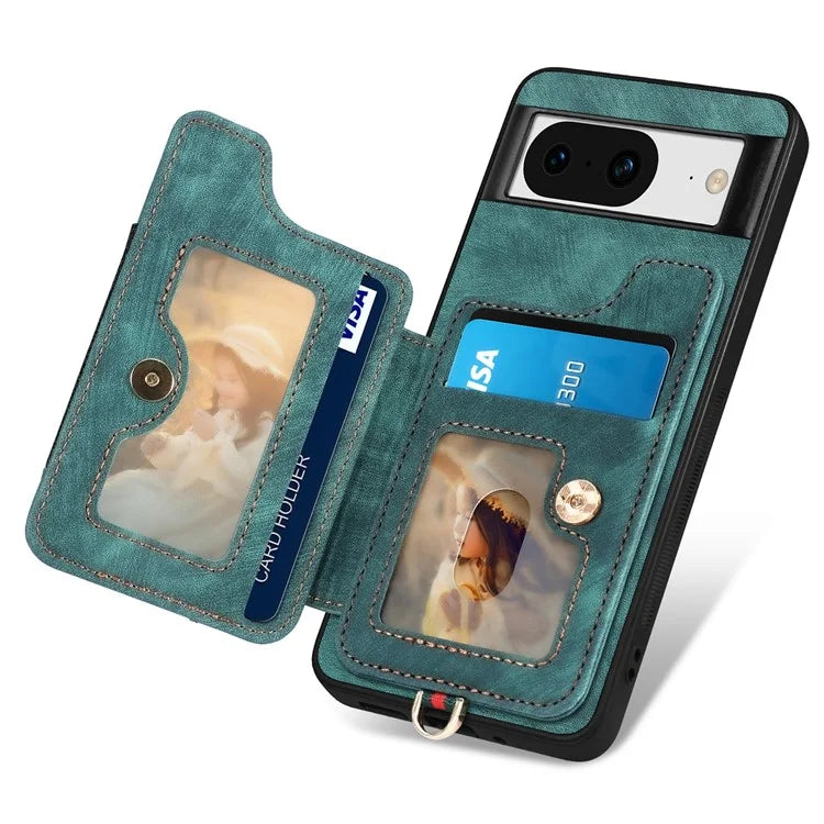 D4 For Google Pixel 8 Cell Phone Case Leather+TPU Back Cover with RFID Blocking Card Holder