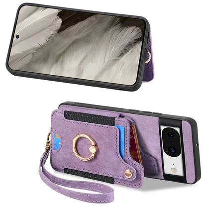 D4 For Google Pixel 8 Cell Phone Case Leather+TPU Back Cover with RFID Blocking Card Holder