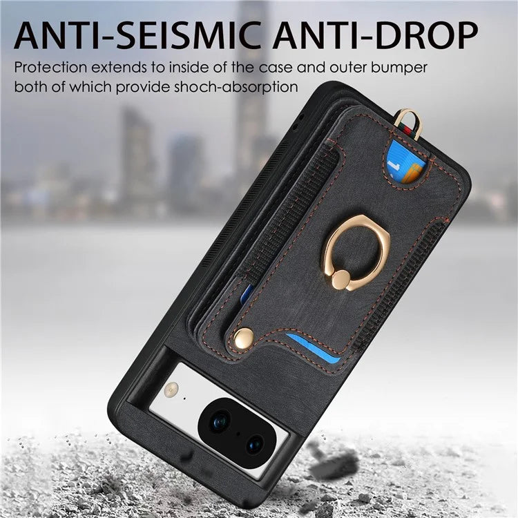 D4 For Google Pixel 8 Cell Phone Case Leather+TPU Back Cover with RFID Blocking Card Holder